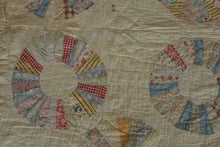 Load image into Gallery viewer, Antique 1930s Dresden Plate Quilt Hand Quilted Feed Sack Cotton 63 x 73
