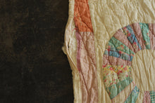 Load image into Gallery viewer, Antique 1930s Dresden Plate Quilt Hand Quilted Feed Sack Cotton 63 x 73
