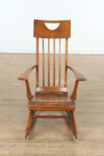 Load image into Gallery viewer, Vintage Mission-Style Slat-Back Rocking Chair with Cut-Out Crest
