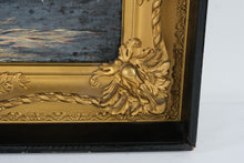 Load image into Gallery viewer, Antique Oil Painting Sailing Ship Moonlight Seascape Ornate Gold Frame 28x24
