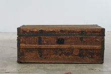 Load image into Gallery viewer, Antique Primitive Wood Steamer Trunk with Iron Hardware and Original Patina
