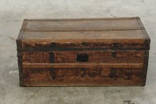 Load image into Gallery viewer, Antique Primitive Wood Steamer Trunk with Iron Hardware and Original Patina
