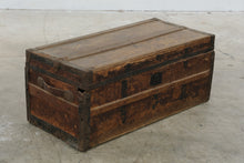 Load image into Gallery viewer, Antique Primitive Wood Steamer Trunk with Iron Hardware and Original Patina
