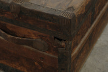 Load image into Gallery viewer, Antique Primitive Wood Steamer Trunk with Iron Hardware and Original Patina

