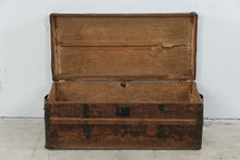 Load image into Gallery viewer, Antique Primitive Wood Steamer Trunk with Iron Hardware and Original Patina

