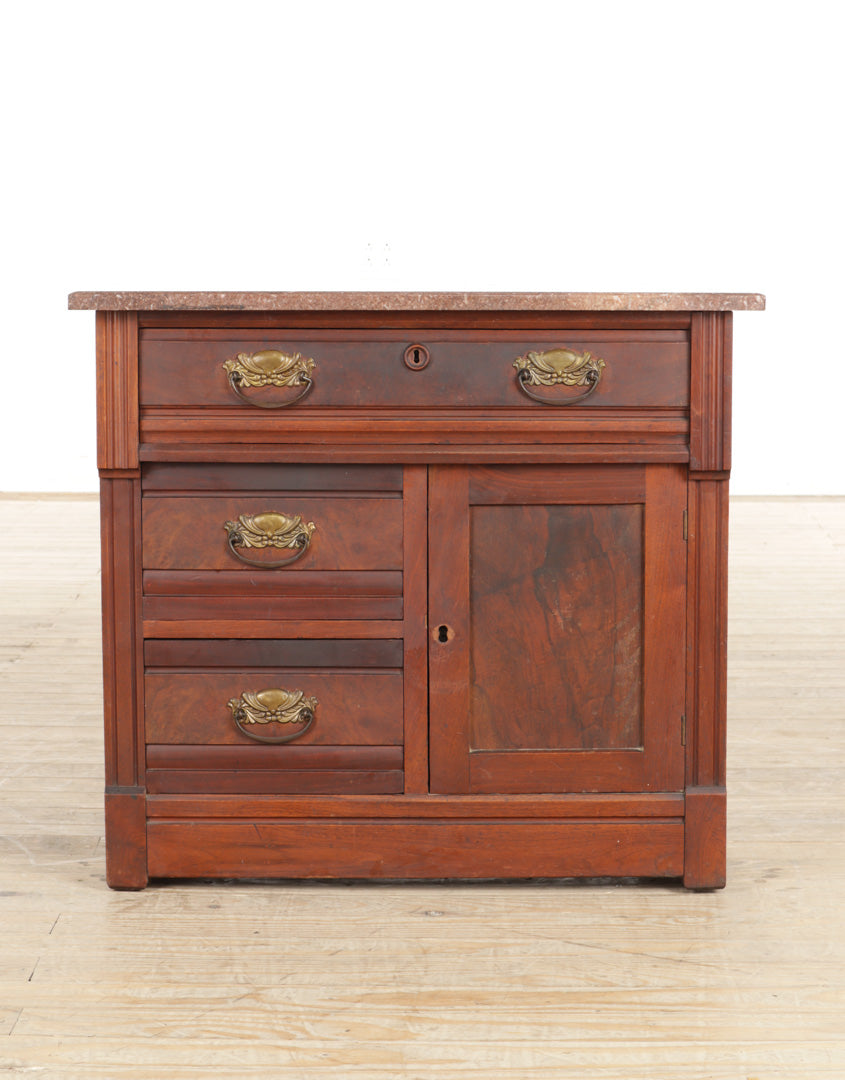 Antique Wash Cabinet with Marble Top
