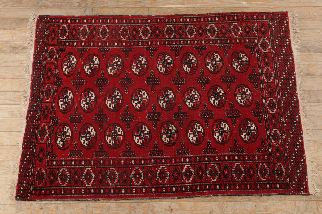 Antique Red Persian Rug w/ Center Medallions - 5'2