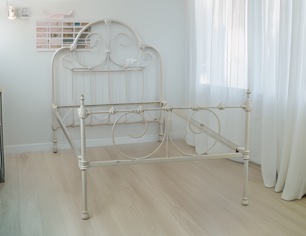 Antique White Wrought Iron Bed – Twin Size