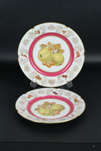 Load image into Gallery viewer, Pair of Vintage Winterling Fruit Plates – Green Apples &amp; Hazelnuts with Pink &amp; Gold Rim - Mix &amp; Match Set
