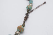 Load image into Gallery viewer, Turquoise Blue Mixed Bead Statement Necklace Copper Silver Tone Boho Jewelry
