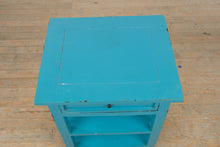 Load image into Gallery viewer, Teal Painted Wood End Table Nightstand With Drawer and Shelves
