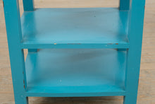 Load image into Gallery viewer, Teal Painted Wood End Table Nightstand With Drawer and Shelves
