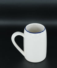 Load image into Gallery viewer, “Arm Chair Athlete” Ceramic Mug – 5.75" Tall • Blue Rim &amp; Script • Humor Coffee Cup
