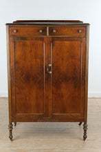 Load image into Gallery viewer, Antique Flame Mahogany Gentleman’s Wardrobe Armoire with Drawers and Interior Storage
