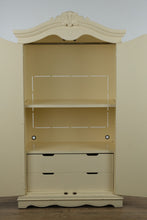 Load image into Gallery viewer, Elegant Cream Armoire by Muniré – French-Inspired Storage with Hanging Rod and Drawers
