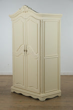 Load image into Gallery viewer, Elegant Cream Armoire by Muniré – French-Inspired Storage with Hanging Rod and Drawers
