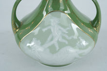 Load image into Gallery viewer, Antique Schutz Marke German Porcelain Vase Green Jasperware Style Classical Figure Circa 1900
