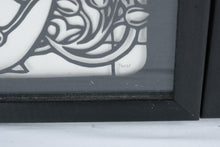 Load image into Gallery viewer, Pair of Art Nouveau Style Framed Wall Panels Signed Perez Black White Relief Art
