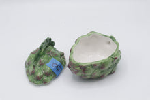 Load image into Gallery viewer, TG Made in Italy Majolica Artichoke Covered Bowl Green Ceramic 5 5 Inch
