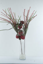Load image into Gallery viewer, Tall Artificial Burgundy Floral Arrangement Pink Protea Flowers Glass Vase Centerpiece
