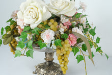 Load image into Gallery viewer, Victorian-Style Artificial Floral Arrangement with Ornate Silver Base
