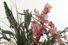 Load image into Gallery viewer, Artificial Flowers in a Painted Metal Vase
