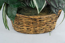 Load image into Gallery viewer, Artificial Mixed Greenery Arrangement in Handwoven Oval Basket – 13&quot; x 12&quot; x 7&quot; Realistic Silk Plant Display
