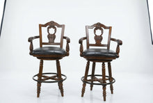 Load image into Gallery viewer, Ashley North Shore D553 130 Swivel Bar Stools Set of 2 Carved Wood 30 Inch
