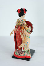 Load image into Gallery viewer, Geisha-Style Japanese Kimono Doll in Black Wood and Glass Display Case
