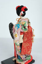 Load image into Gallery viewer, Geisha-Style Japanese Kimono Doll in Black Wood and Glass Display Case
