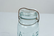 Load image into Gallery viewer, Antique Atlas E Z Seal Aqua Blue Glass Canning Jar Wire Bail Glass Lid
