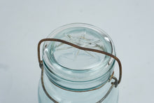 Load image into Gallery viewer, Antique Atlas E Z Seal Aqua Blue Glass Canning Jar Wire Bail Glass Lid
