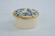 Load image into Gallery viewer, Aynsley England Bone China Blue White Bird Floral Trinket Box Gold Trim 2 Inch
