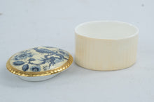 Load image into Gallery viewer, Aynsley England Bone China Blue White Bird Floral Trinket Box Gold Trim 2 Inch
