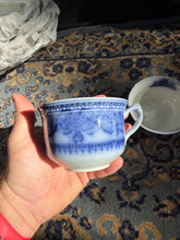 Load image into Gallery viewer, Antique Maddock’s Lamberton Works “Madras” Flow Blue Tea Cups – Set of 2
