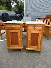 Load image into Gallery viewer, Pair of Tall German Nightstands with Marble Tops

