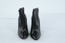Load image into Gallery viewer, BCBGMAXAZRIA Castia Black Leather Ankle Boots Size 7B 37 Stiletto Heel
