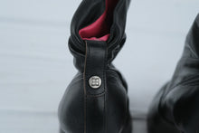 Load image into Gallery viewer, BCBGMAXAZRIA Castia Black Leather Ankle Boots Size 7B 37 Stiletto Heel
