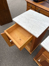 Load image into Gallery viewer, Pair of Tall German Nightstands with Marble Tops
