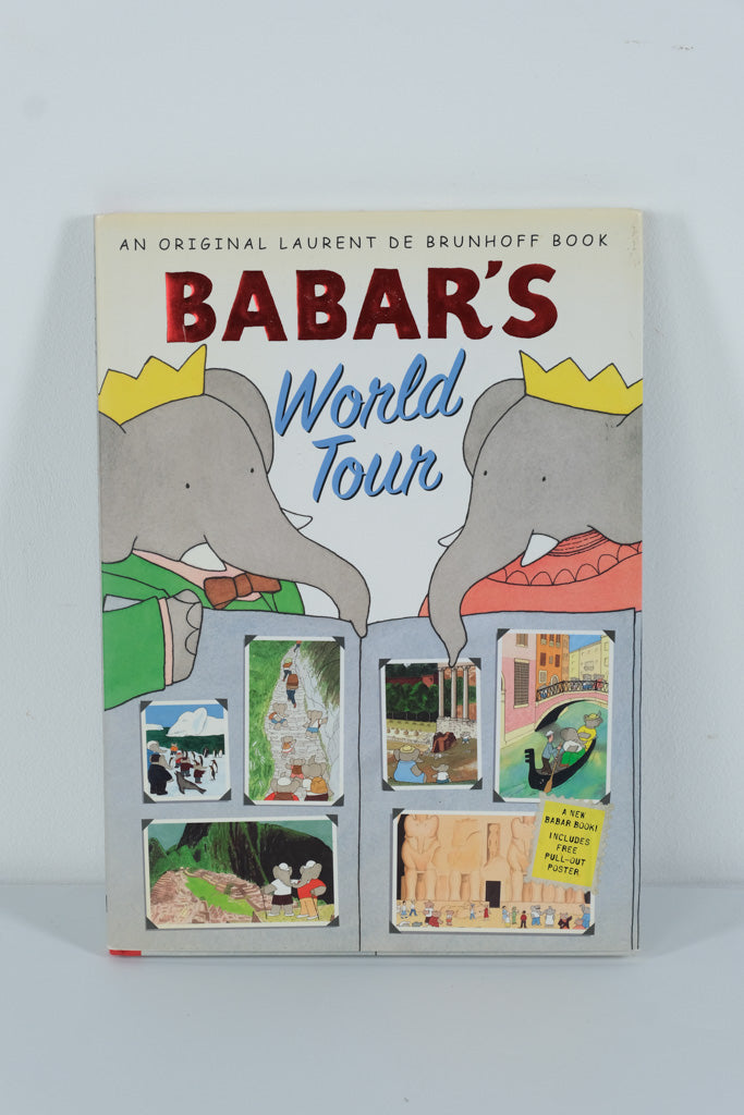 Babar’s World Tour by Laurent de Brunhoff – Hardcover with Original Fold-Out Poster