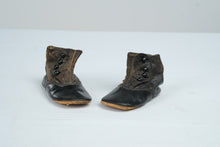 Load image into Gallery viewer, Antique Style Black Leather Baby Boots Button Up Infant Shoes Victorian Edwardian
