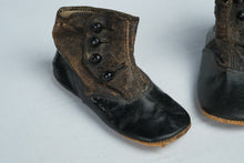 Load image into Gallery viewer, Antique Style Black Leather Baby Boots Button Up Infant Shoes Victorian Edwardian
