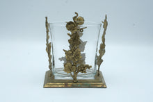 Load image into Gallery viewer, Bohemia Crystal Poland Vase Brass Grape Vine Holder Handmade Glass Vintage
