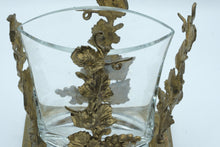 Load image into Gallery viewer, Bohemia Crystal Poland Vase Brass Grape Vine Holder Handmade Glass Vintage
