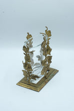 Load image into Gallery viewer, Bohemia Crystal Poland Vase Brass Grape Vine Holder Handmade Glass Vintage
