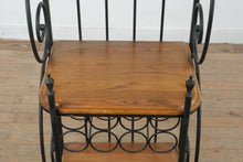 Load image into Gallery viewer, Wrought Iron Bakers Rack with Oak Shelves and Scrollwork Frame
