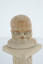Load image into Gallery viewer, Handmade Ceramic Baby Head Vessel Sculpture Pedestal Studio Pottery Folk Art 11 Inch
