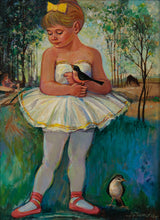 Load image into Gallery viewer, &quot;Little Ballerina with Birds&quot; – Original Oil Painting by Altamura
