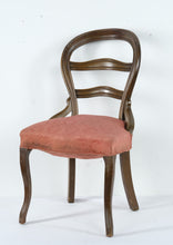 Load image into Gallery viewer, Antique Balloon Back Side Chair – Carved Wood Frame with Rose Damask Upholstery
