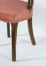 Load image into Gallery viewer, Antique Balloon Back Side Chair – Carved Wood Frame with Rose Damask Upholstery
